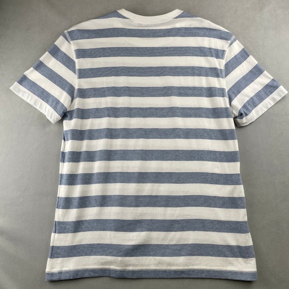 Lacoste Regular Fit Striped Crew Neck T Shirt Mens 5/L White Blue Casual Croc - Picture 3 of 7